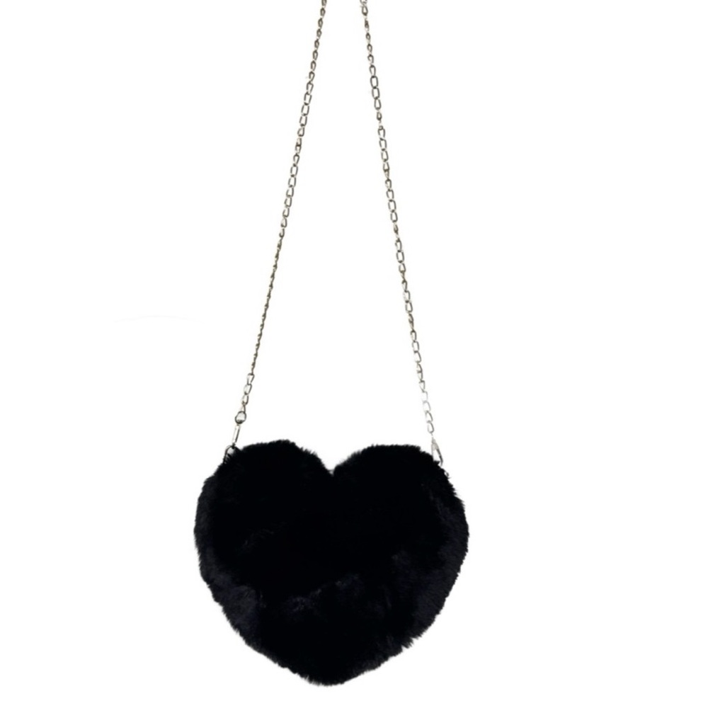Stuffed Friday the 13th Valentine’s Eve Faux Fur Heart-Shaped Crossbody Bag